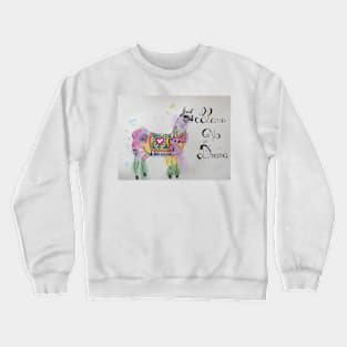 Llama No Drama Watercolor Painting and Ink Pen Crewneck Sweatshirt